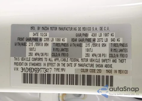 2025 Mazda Cx-30 2.5 S Premium Package from USA, damaged, VIN 3MVDMBDM9SM773417